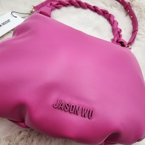 Jason Wu hot pink‎ vegan leather crossbody bag Braided leather handle NWT - Picture 11 of 11